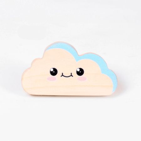 Handcrafted Pine Wood Blue Cloud Knob